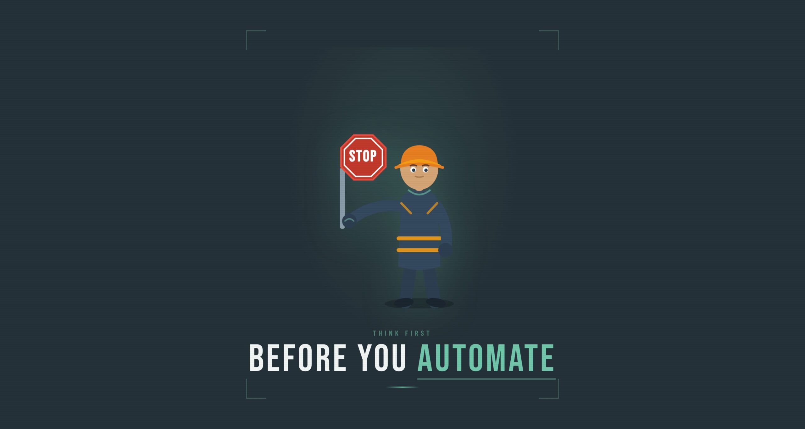 Cartoon character holding stop sign