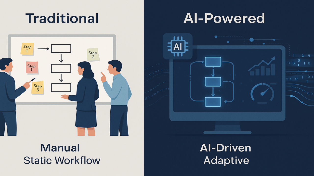 map showing difference between traditional process mapping and ai mapping